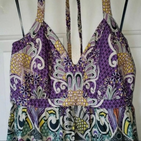 EXPRESS boho printed halter cotton dress Size 4 - Picture 4 of 8